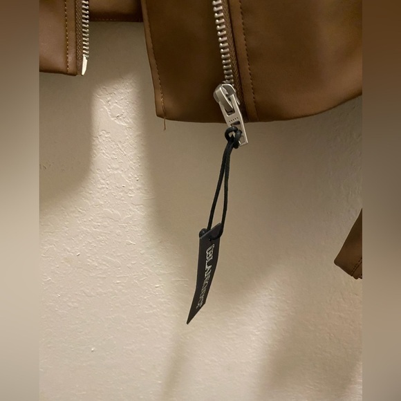 Blank NYC Brown Faux Leather Full Zip Moto Jacket New W/ Tag Biker Grunge City - Picture 4 of 10